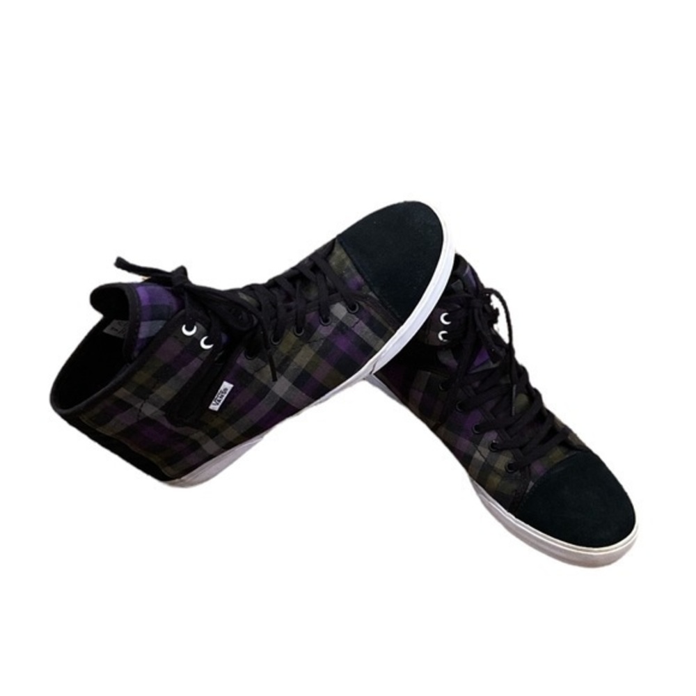 Vans Hadley Womenâs Plaid High Top Sneakers Black Green & Purpleâ Size 9